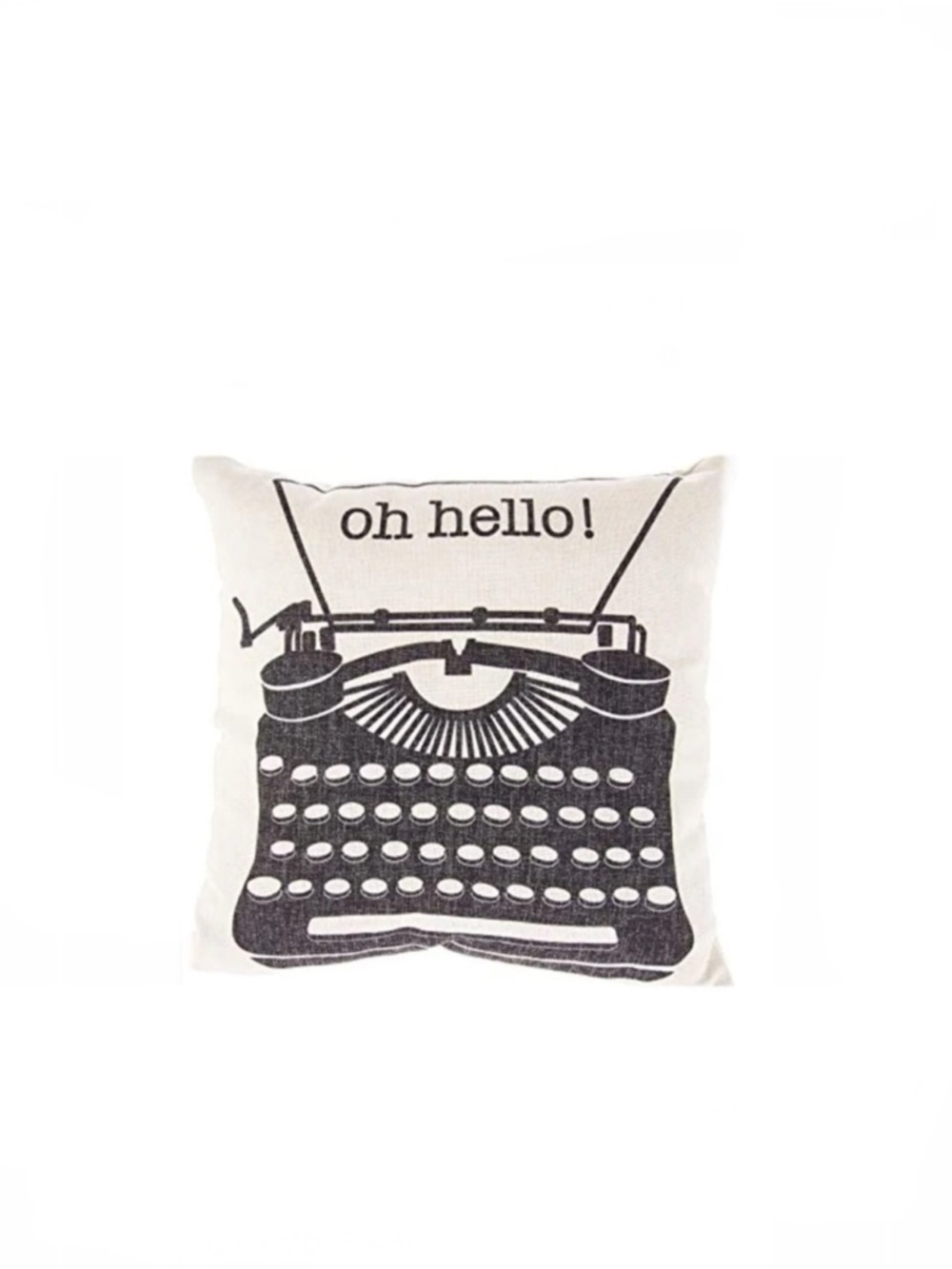 2 COUNT Oh Hello! Vintage Style Typewriter Decorative Pillows - Black on Cream